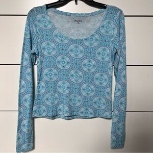 Blue Patterned Women's Top